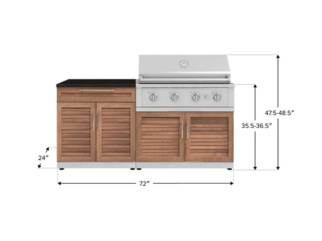 Outdoor Kitchen Stainless-Steel 4 Piece Cabinet Set with Bar, Grill Cabinet, Performance Grill, and Countertop