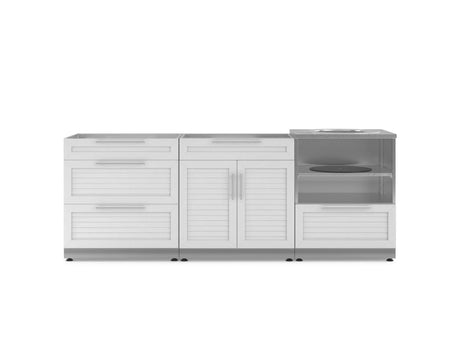 Outdoor Kitchen Stainless Steel 3 Piece Cabinet Set with 3-Drawer, Bar and Kamado Cabinet