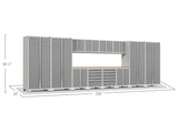 Pro Series 14 Piece Cabinet Set with Lockers, Base, Wall, Tool Drawer Cabinets and 56 In. Worktop
