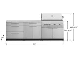 Outdoor Kitchen Stainless-Steel 5 Piece Cabinet Set with 3 Drawer, 2-Door with Drawer, Grill Cabinet, Platinum Grill and Countertop