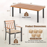 9 Pieces Patio Dining Set 39.5 Inch Acacia Wood Table with Umbrella Hole and 24-Inch Wide Chairs