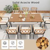 9-Piece Patio Dining Set 35.5 Inch Acacia Wood Table with Umbrella Hole and 22.5-Inch Wide Chairs