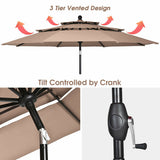 10ft 3 Tier Patio Umbrella Aluminum Sunshade Shelter Double Vented without Base-Beige