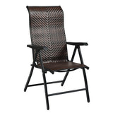 Patio Rattan Folding Chair with Armrest