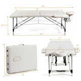 84 Inch L Portable Adjustable Massage Bed with Carry Case for Facial Salon Spa -White