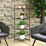 4 Tier Folding Metal Shelf Plant Stand Storage Open Shelf Corner Display Rack