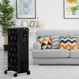 1500 W Oil-Filled Heater Portable Radiator Space Heater with Adjustable Thermostat-Black