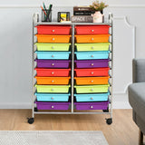 Multipurpose 20 Drawers Storage Rolling Cart Studio Organizer-Multicolor