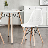 2 Pcs Modern Plastic Hollow Chair Set with Wood Leg-White