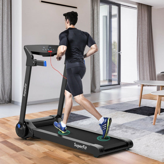 3HP Electric Folding Treadmill with Bluetooth Speaker-Blue