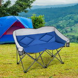 Folding Camping Chair with Bags and Padded Backrest-Blue