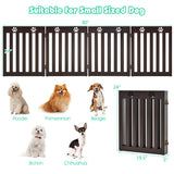 24 Inch Folding Wooden Freestanding Pet Gate Dog Gate with 360° Hinge -Dark Brown