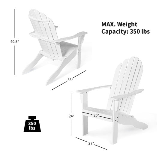 Acacia Wood Outdoor Adirondack Chair with Ergonomic Design-White