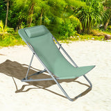 Portable Beach Chair Set of 2 with Headrest -Green