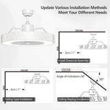 23 Inch Ceiling Fan with LED Light and Remote Control-White
