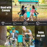 Portable Folding Camping Canopy Chairs with Cup Holder-Turquoise