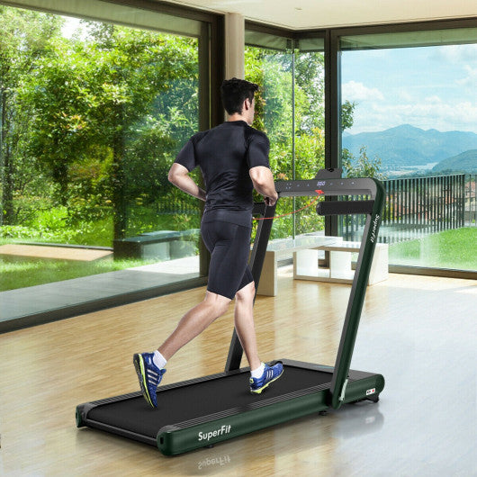 4.75HP 2 In 1 Folding Treadmill with Remote APP Control-Green