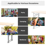 66.5 Inch Outdoor Wood Folding Picnic Table with Adjustable Heights