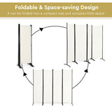 4-Panel  Room Divider with Steel Frame-White