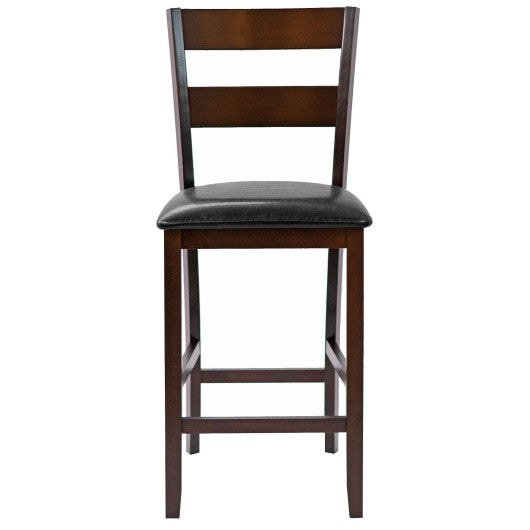 2-Pieces Upholstered Bar Stools Counter Height Chairs with PU Leather Cover