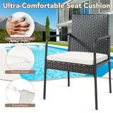 4 Pieces Patio Wicker Rattan Dining Set with Comfy Cushions