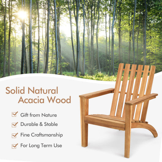 Outdoor Durable Patio Acacia Wood Adirondack Lounge Armchair-Natural