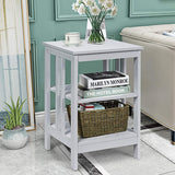 2 Pieces 3-Tier Nightstand with Reinforced Bars and Stable Structure-Gray