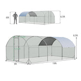 6.2 Feet/12.5 Feet/19 Feet Large Metal Chicken Coop Outdoor Galvanized Dome Cage with Cover-L