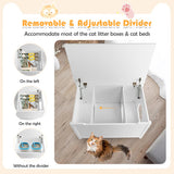 Wooden Cat Litter Box Enclosure with Top Opening Side Table Furniture-White