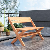 2-Person Indonesia Teak Wood Folding Outdoor Benches with Slatted Seat