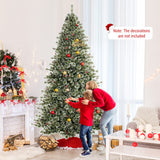 6/7.5/9 FT Artificial Christmas Tree Pre-Lit Hinged Holiday Tree with 360° Quick Power Connector-9ft