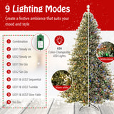 6/7.5/9 FT Artificial Christmas Tree Pre-Lit Hinged Holiday Tree with 360° Quick Power Connector-9ft