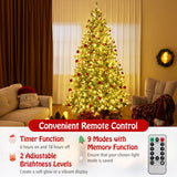 6/7.5/9 FT Artificial Christmas Tree Pre-Lit Hinged Holiday Tree with 360° Quick Power Connector-9ft
