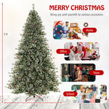 6/7.5/9 FT Artificial Christmas Tree Pre-Lit Hinged Holiday Tree with 360° Quick Power Connector-9ft
