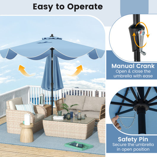 9 FT Patio Umbrella with Crank Handle and Push Button Tilt-Navy