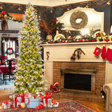 6/7.5/9 Feet Pre-Lit Artificial Christmas Tree Snow Flocked Hinged-9 FT