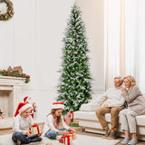 6/7.5/9 Feet Pre-Lit Artificial Christmas Tree Snow Flocked Hinged-9 FT