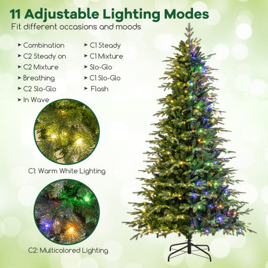 9 Feet Pre-Lit Artificial Christmas Tree with Warm White LED Lights