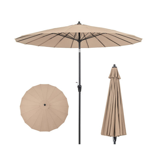 9 Feet Round Patio Umbrella with 18 Fiberglass Ribs-Tan