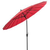 9 Feet Round Patio Umbrella with 18 Fiberglass Ribs-Wine