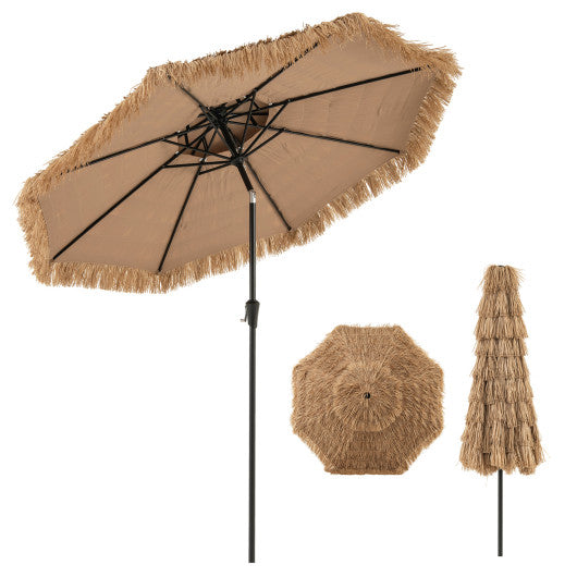 9 Feet Thatched Tiki Umbrella with 8 Ribs