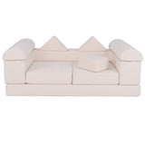 9-Piece Climb and Crawl Foam and Floor Playset with Breathable Suede Fabric-Beige