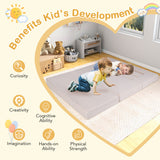 9-Piece Climb and Crawl Foam and Floor Playset with Breathable Suede Fabric-Beige