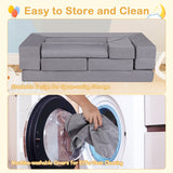 9-Piece Climb and Crawl Foam and Floor Playset with Breathable Suede Fabric-Gray