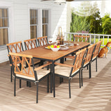 9 Pieces Patio Dining Set with 1.9 Inch Umbrella Hole and Seat Cushions