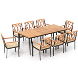 9 Pieces Patio Dining Set with 1.9 Inch Umbrella Hole and Seat Cushions