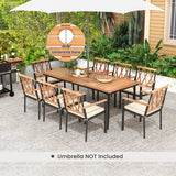 9 Pieces Patio Dining Set with 1.9 Inch Umbrella Hole and Seat Cushions