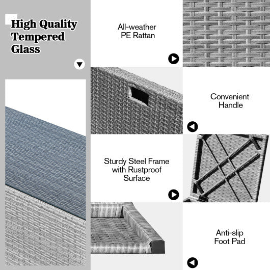 9 Pieces Outdoor Patio Furniture Set with 32-Inch Propane Fire Pit Table-Navy