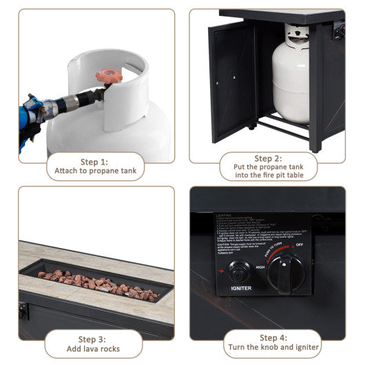 9 Pieces Patio Furniture Set with 42 Inches 60000 BTU Fire Pit-Red