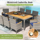 9 Pieces Patio PE Wicker Dining Set for Deck  Garden and Yard-Navy